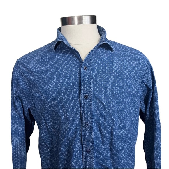 Polo Ralph Lauren Slim Men Blue Geometric Dot Print Long Sleeve Button Up Sz XXL - Picture 2 of 11